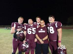 Pat Tallman, Thomas Chiarello, Ricky John, Ryan Scheetz, Nico Thomas, Desert Mountain High School Football photo.