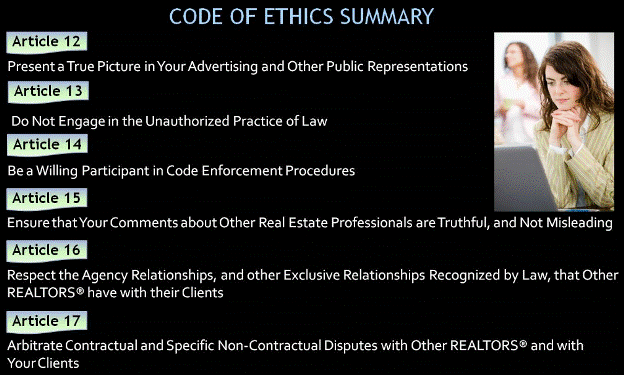 Realtors Code of Ethics.