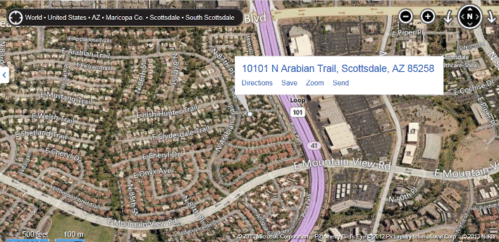 Scottsdale Condos map and directions to Casabella Condominiums, Scottsdale, AZ.