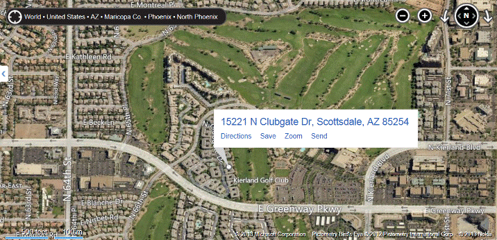 Scottsdale Condos map and directions to Kierland Greens Condos, Scottsdale, AZ.