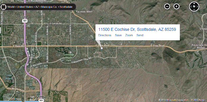 Scottsdale Condos map and directions to Mirage Crossing Condos, Scottsdale, AZ.